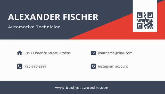 Red And Dark Blue Automotive Business Card - Page 2