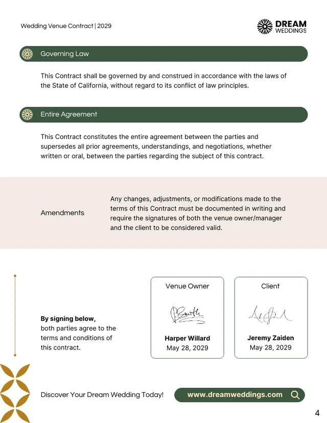 Wedding Venue Contract Template - Página 4