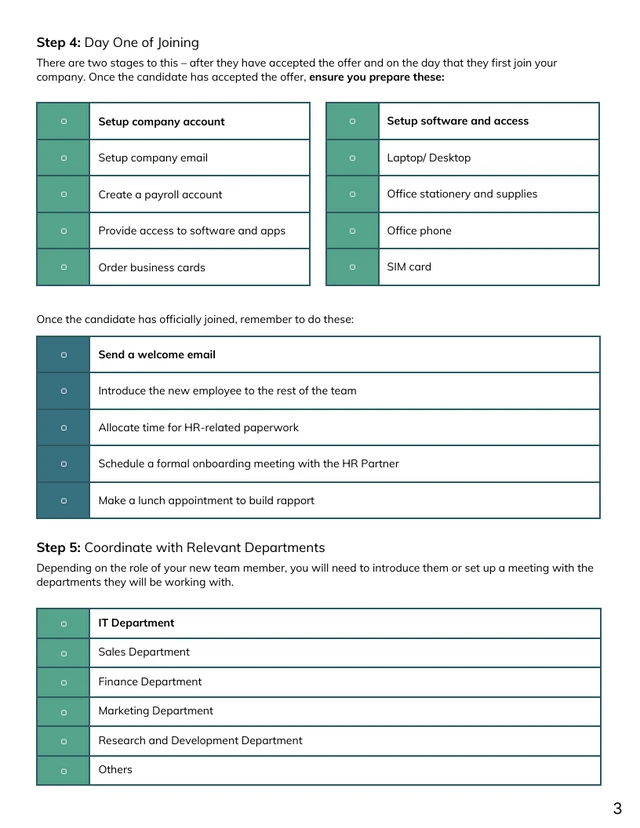 Green New Employee Onboarding Checklist Template - Page 3