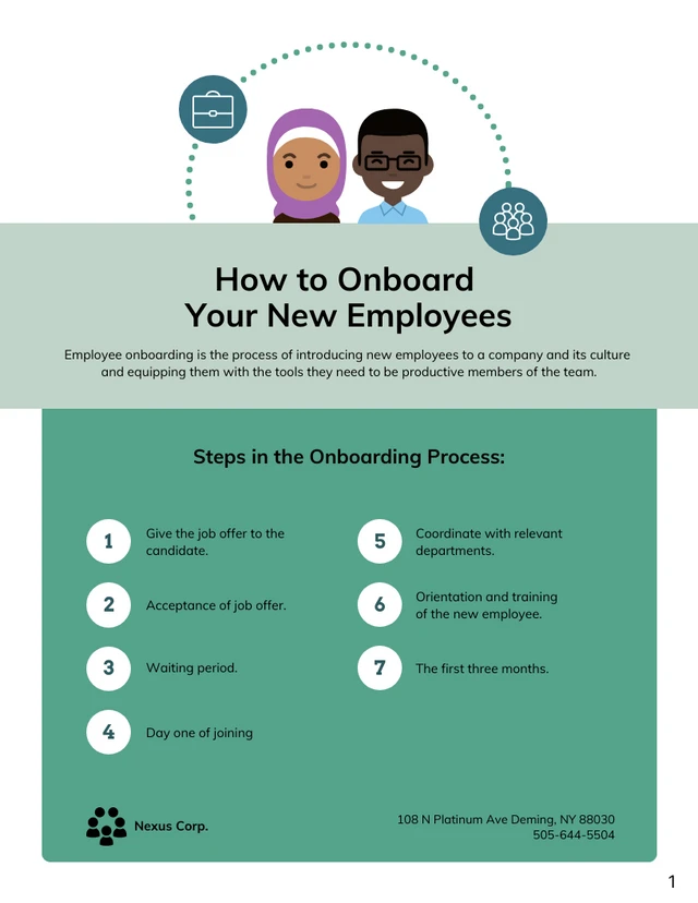 Green New Employee Onboarding Checklist Template - Page 1