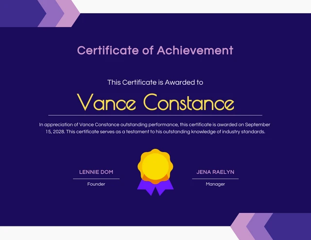 White And Navy Modern Geometric Achievement Certificate Template