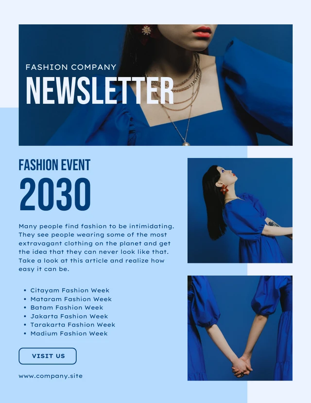 Light Blue Monochrome Modern Fashion Event Newsletter