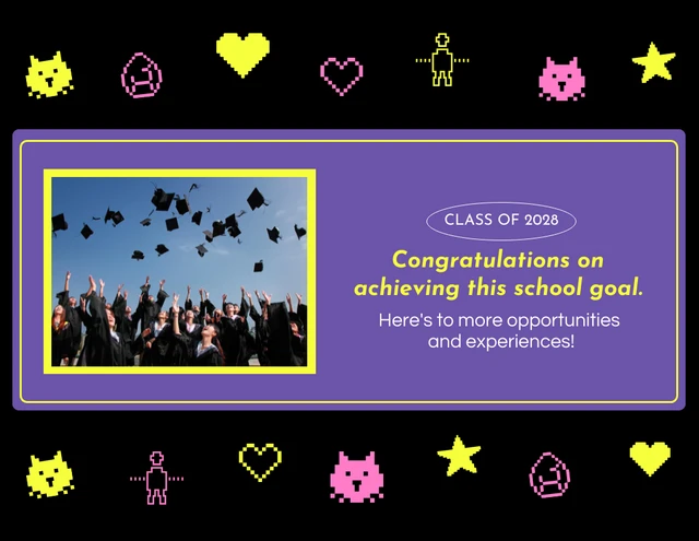 Purple Yellow and Pink Pixel Happy Graduation Presentation - page 5