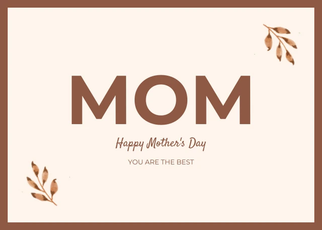 Brown And Beige Simple Happy Mother's Day Postcard - Seite 1