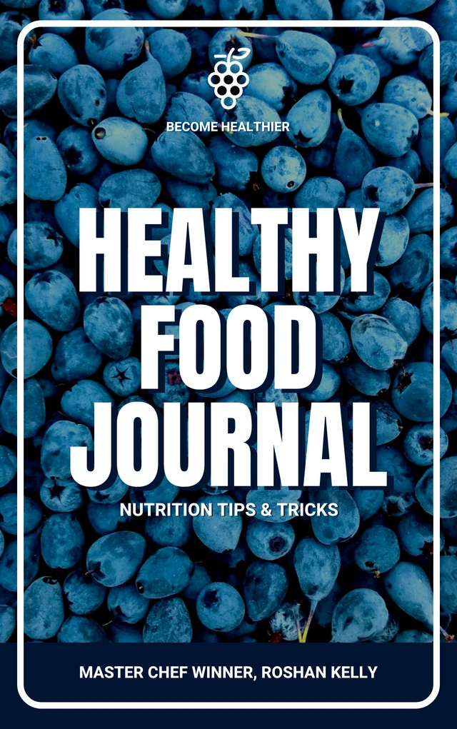 Blue Healthy Nutrition Food Journal Book Cover Template