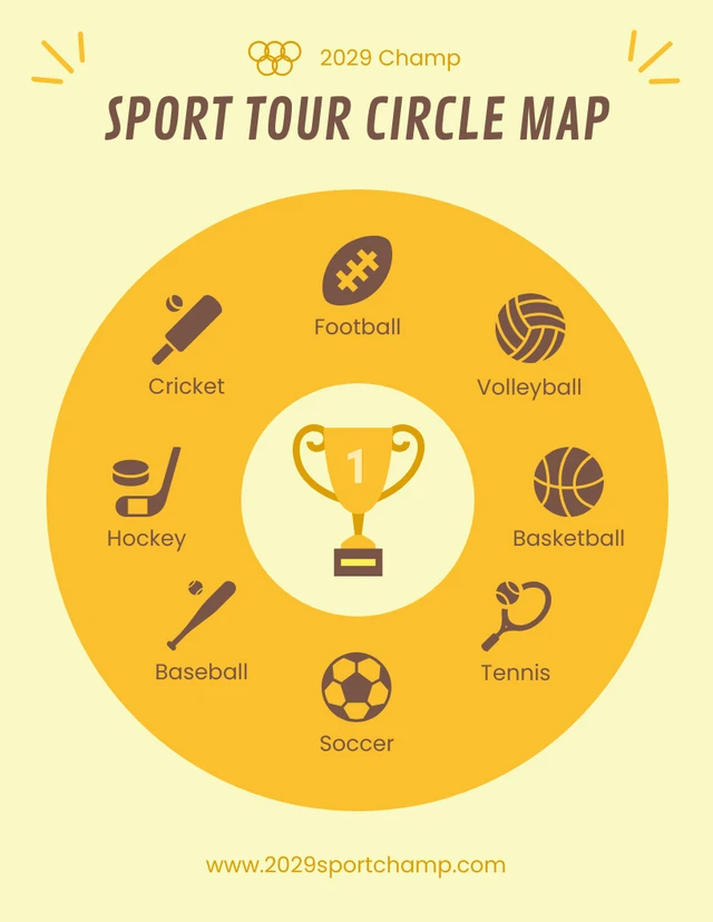 Light Yellow And Yellow Simple Modern Cheerful Sport Circle Map Diagram Template