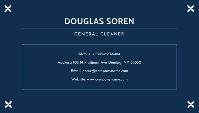 Navy Professional Cleaning Services Business Card - Page 2
