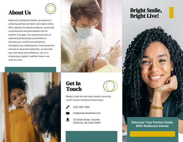 Modern Green and Yellow Dental Brochure - Page 1