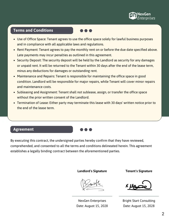 Office Rental Contract Template - Page 2
