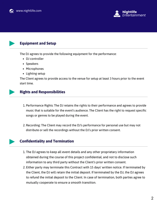 DJ Event Contract Template - Seite 2