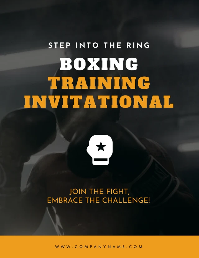 Black Simple Boxing Training Invitation Poster Template