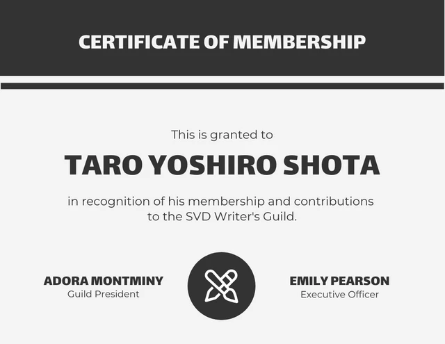 Light And Dark Grey Minimalist Membership Certificates Template