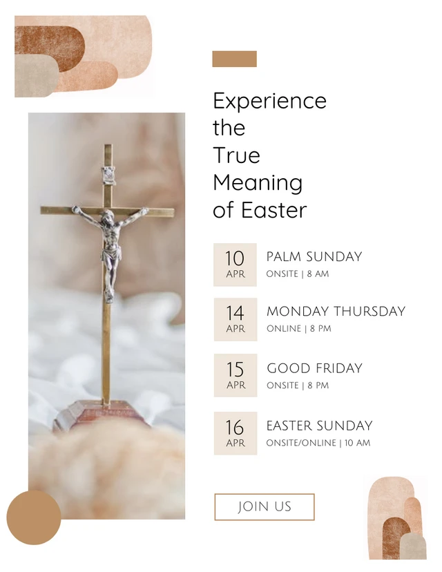 White Minimalist Beige Holy Week Schedule Template