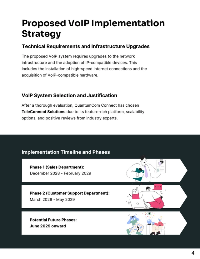 Charcoal and White Modern Minimalist VoIP Implementation Telecommunications  Proposal - Page 4
