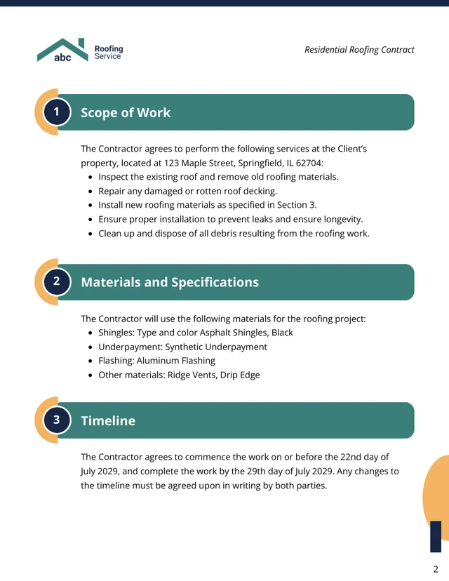 Residential Roofing Contract Template - صفحة 2