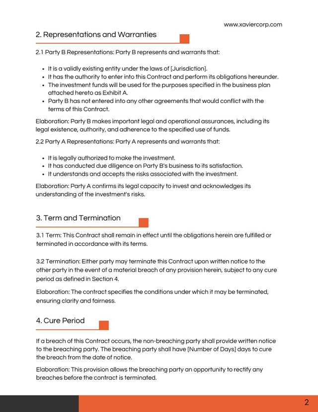 Black and Orange Investor Contract - Page 2