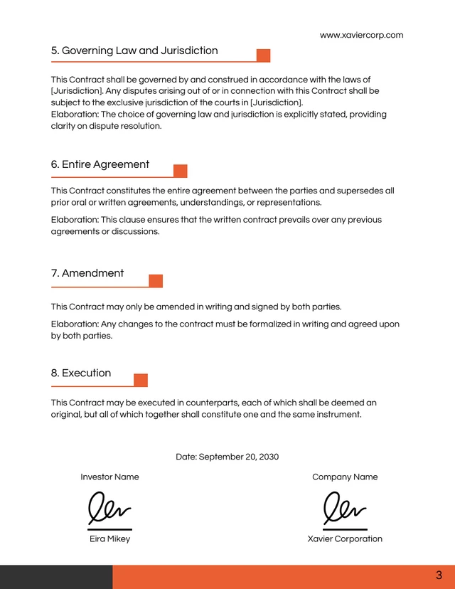Black and Orange Investor Contract - Page 3