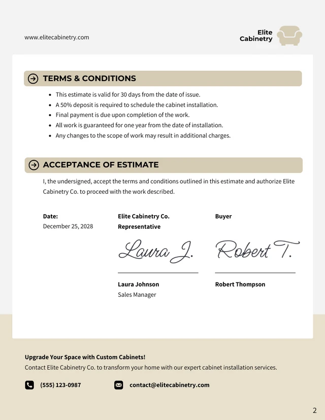 Cabinet Estimate Template - Seite 2