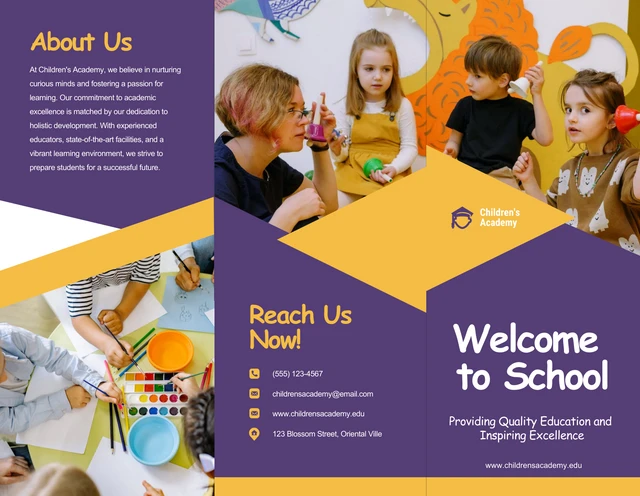 Orange And Purple School Tri-fold Brochure - page 1