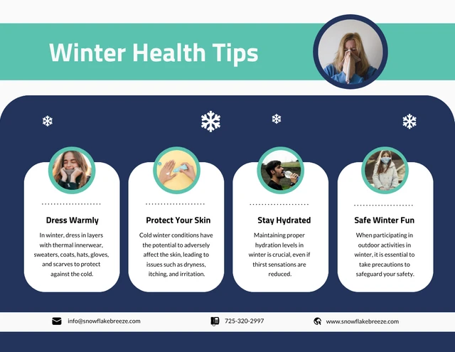 Modelo de infográfico de dicas de saúde no inverno