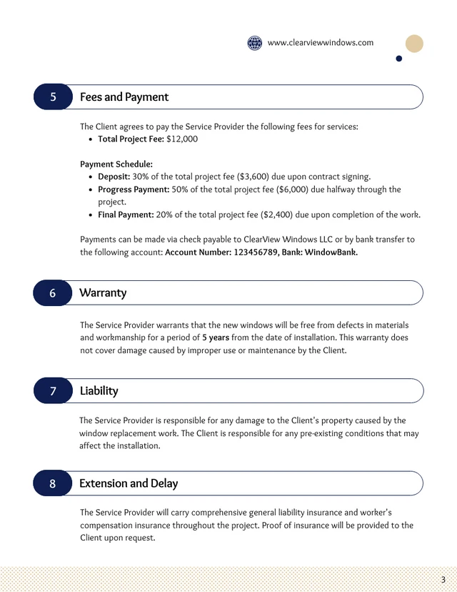 Window Replacement Contract Template - صفحة 3