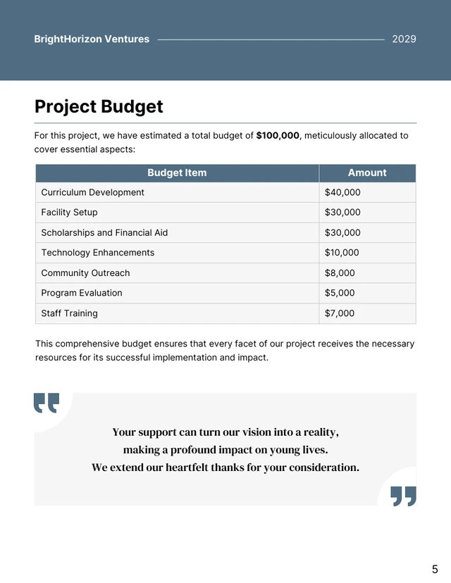 Minimalist Blue Gray Small Business Grant Proposal - Page 5
