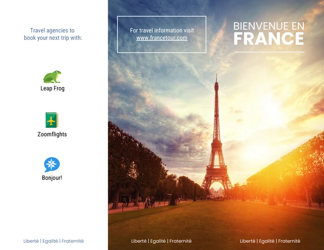 France Travel Tri Fold Brochure - Página 1