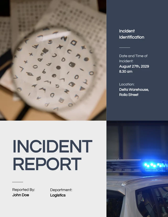 Blue And White Simple Incident Report - Page 1