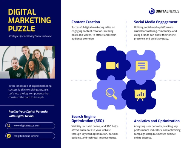 Modèle d'infographie de puzzle de marketing numérique