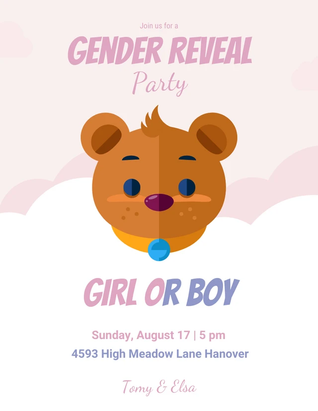 Pink and cream Gender Reveal Bears Template