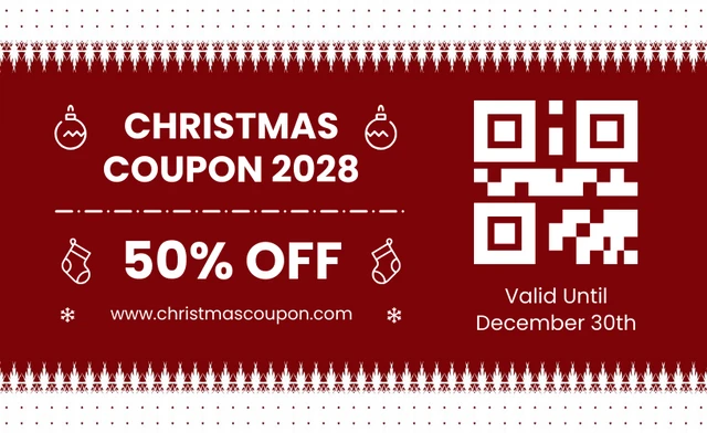 White And Red Minimalist Christmas Coupons Template