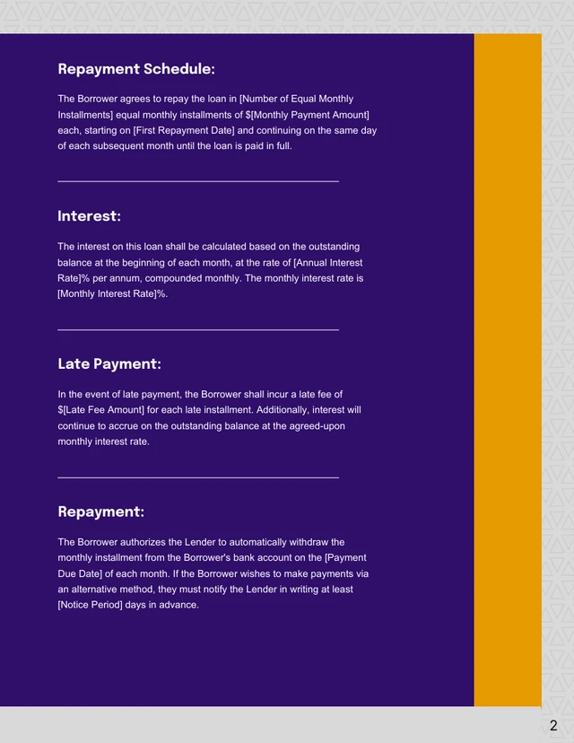 Deep Blue-Purple Modern Pattern Minimalist Loan Contracts - Page 2