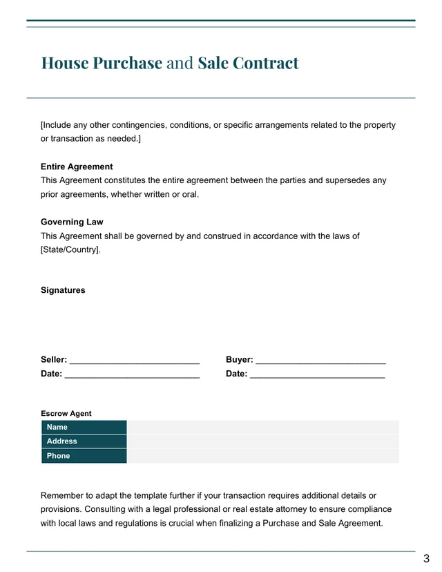 Teal and White Minimalist Purchase and Sale Agreement Contracts - Page 3