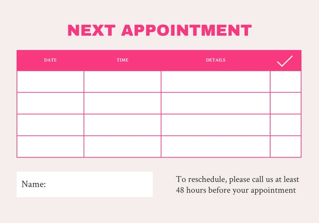 Light Yellow And Pink Minimalist Appointment Card - Seite 2