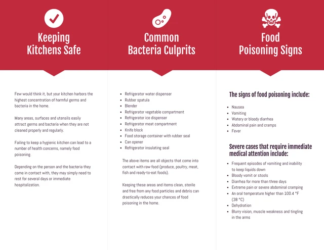 Health Food Safety Informational Tri Fold Brochure - Page 2