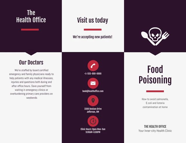 Health Food Safety Informational Tri Fold Brochure - Page 1