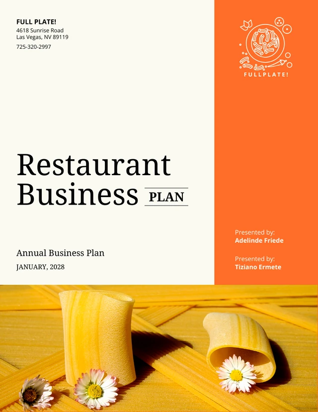Orange and Yellow Italian Restaurant Business Plan - Page 1