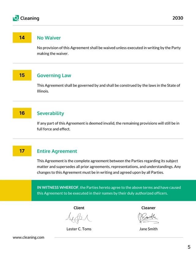 Cleaning Contract Template - Pagina 5