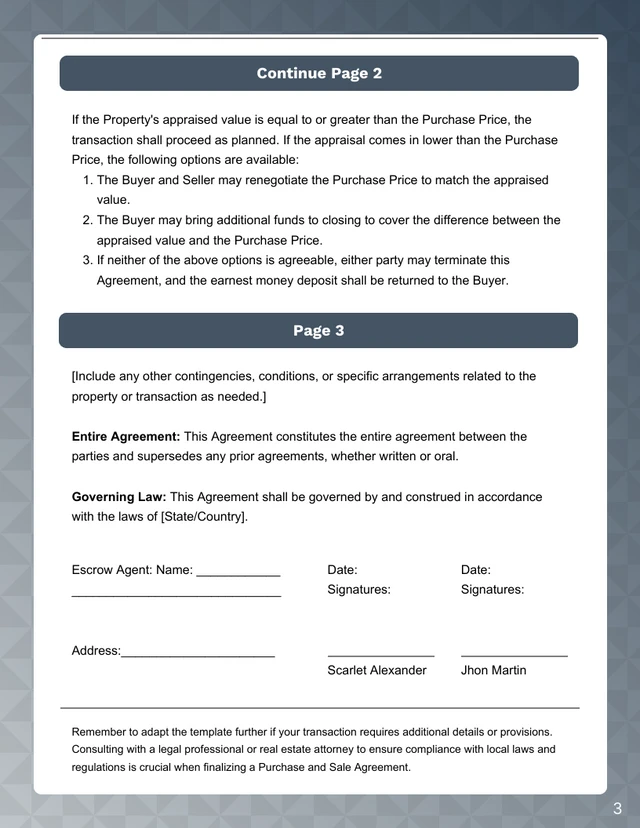 Blue Navy and White Purchase and Sale Agreement Contracts - Page 3