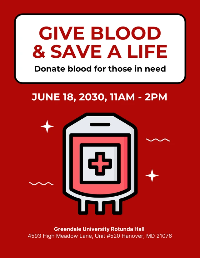 Modèle d'Affiche de la Journée mondiale du don de sang d'illustration simple rouge