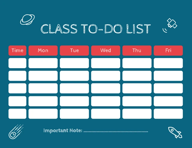 Blue Minimalist Class To-Do List Schedule Template