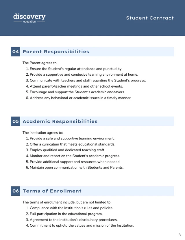 Student Contract Template - Seite 3