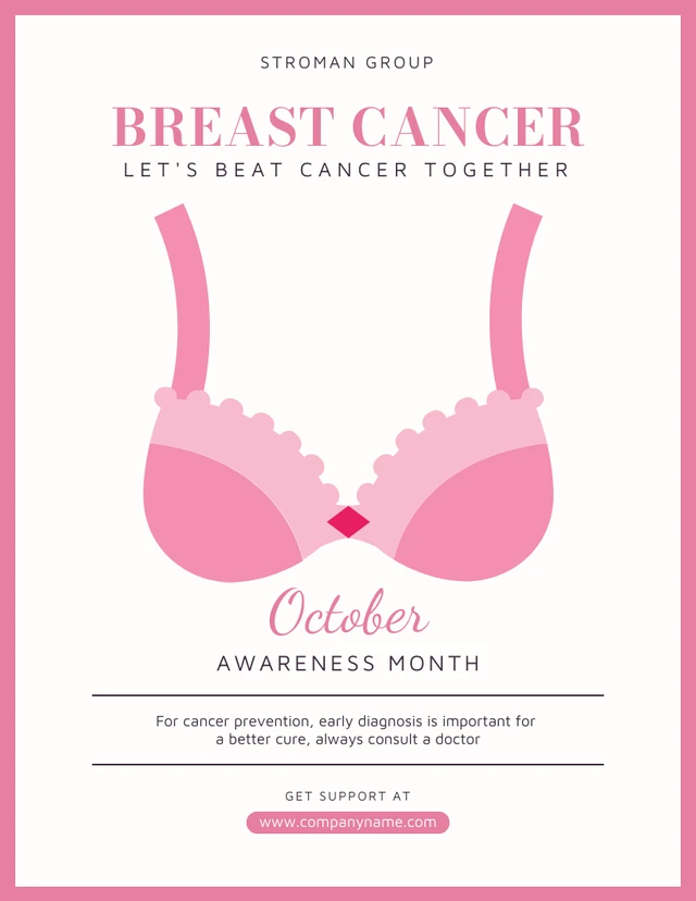 Rosa und weiße einfache Illustration für Brustkrebs-Aufklärungsplakate