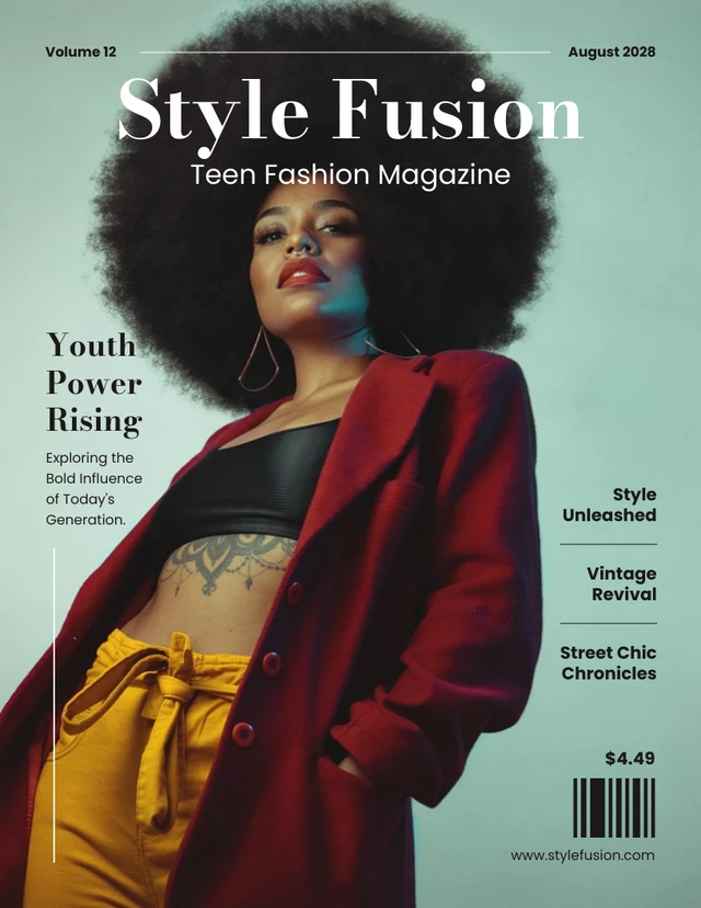 Modèle de couverture de magazine de mode pour adolescents minimaliste
