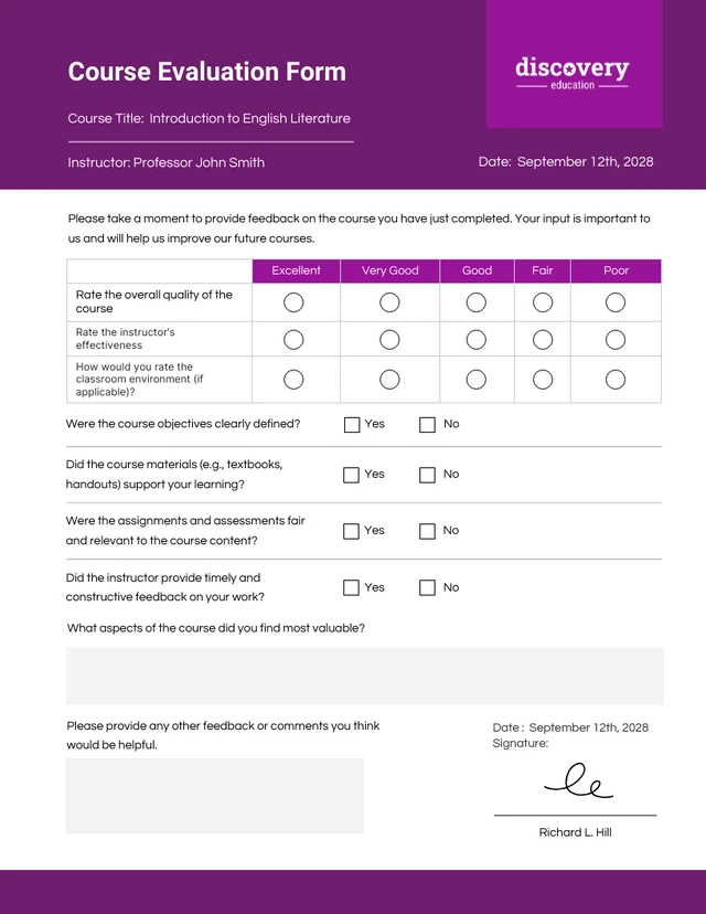 Purple and White Minimalist Education Forms Template
