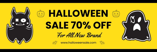 Yellow And Black Cute Illustration Halloween Banner Template