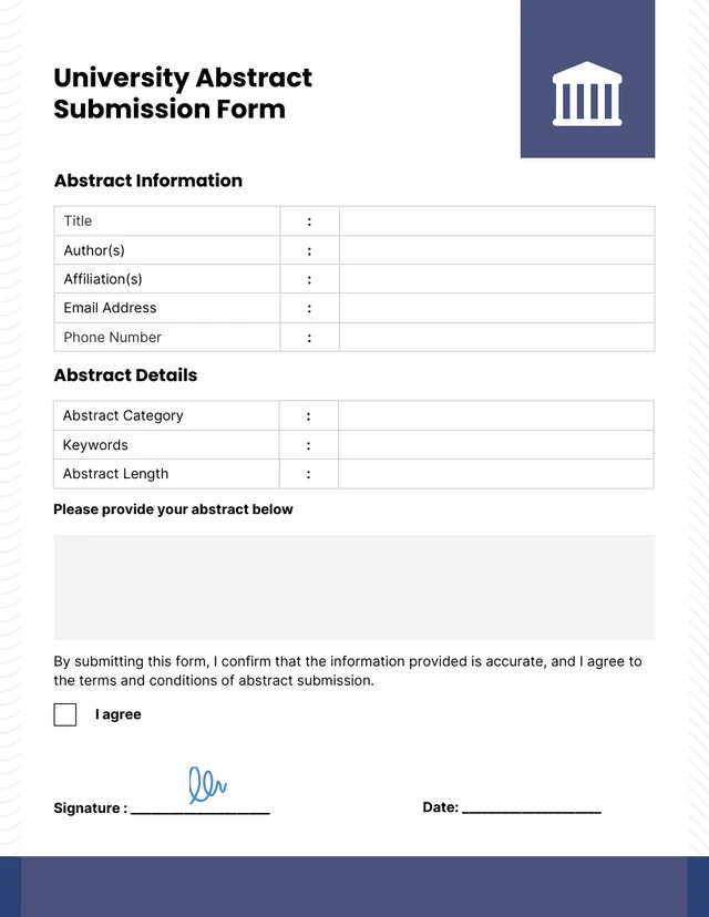 Blue and White Minimalist University Abstract Form Template