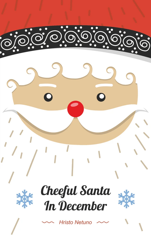 White And Red Cute Santa Illustration Christmas Book Cover Template