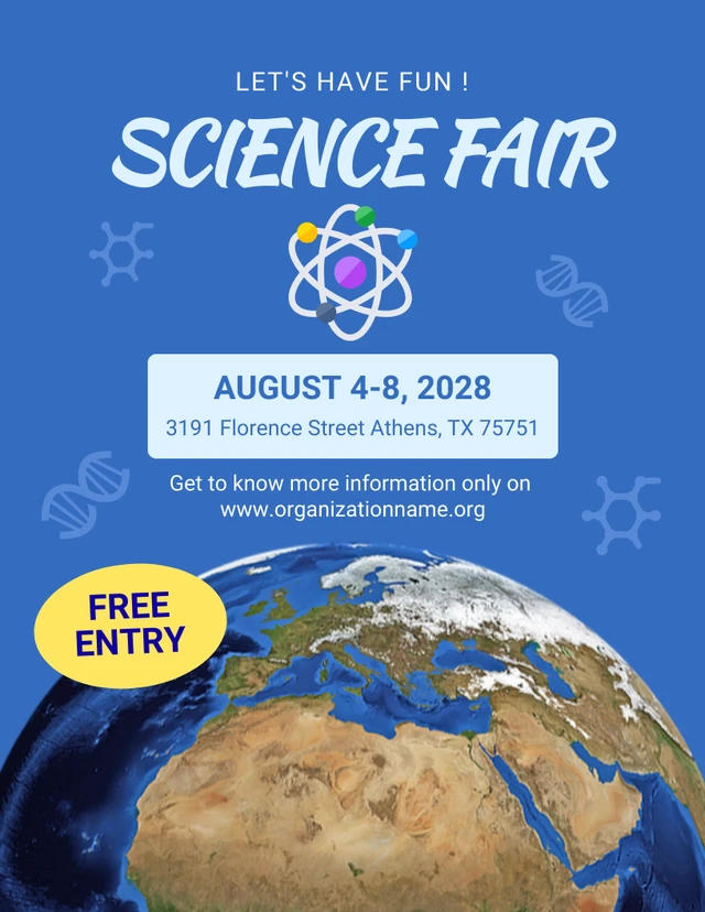 Blue Simple Photo Illustration Science Fair Poster Template