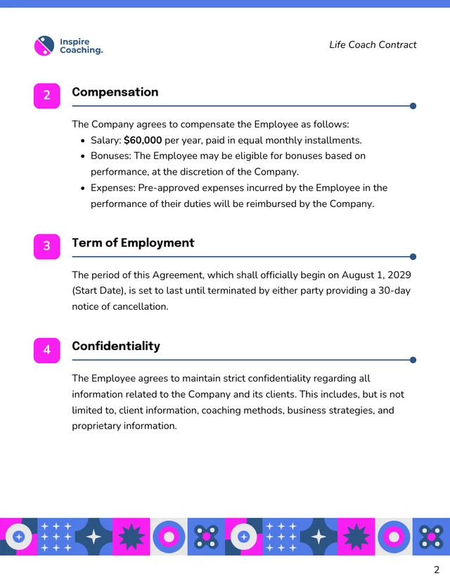 Life Coach Contract Template - page 2